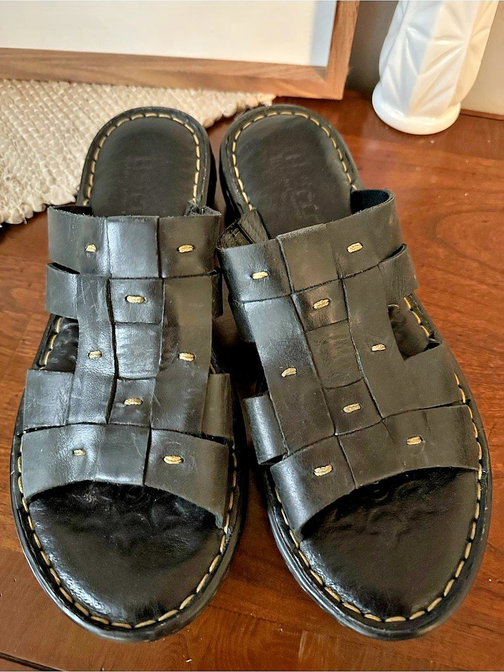 Born Black Studded Leather Sandals US 8 M